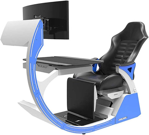 FLOWFX Video Game Chairs Gaming Chair Ergonomic Computer Cockpit Happy-Chair-Esports-Chair with Comfortable Neck And Lumbar Spine Tiresome (Color : Blue) lofty ambition