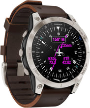 Garmin D2™ Mach 1, Touchscreen Aviator Smartwatch with GPS Moving Map, Aviation Weather, Health and Wellness Features and More, Oxford Brown Leather Band