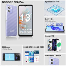 DOOGEE N50 Pro Mobile Phones, 20GB RAM + 256GB ROM/1TB TF Smartphone Android 13, Octa Core, 6.52