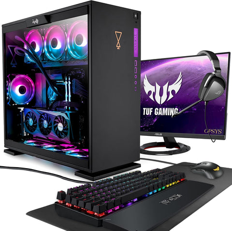 OPSYS Specta-X2 RGB Gaming PC Computer with Monitor & Gamer Keyboard/Mouse (Intel i7 12700F, Gigabyte Geforce RTX 3080, 500GB NVMe SSD, 2TB HDD, 32GB RAM, Bluetooth, Windows 11)